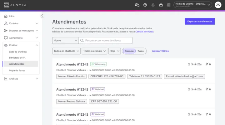 Captura Zenvia Customer Cloud