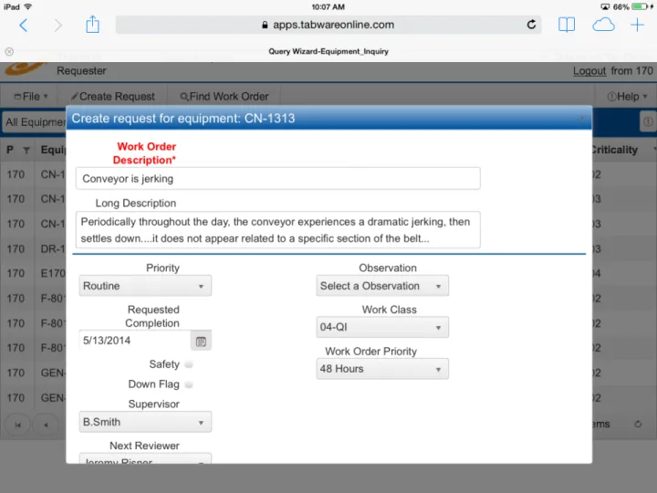 Captura TabWare Software CMMS