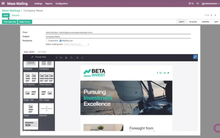 Captura Odoo Email Marketing