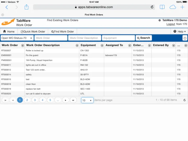 Captura TabWare Software CMMS