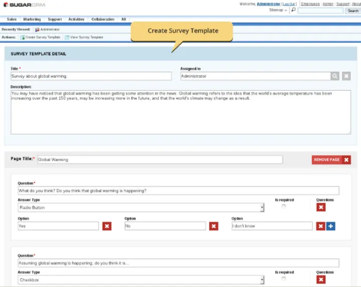 Captura SugarCRM Survey Rocket