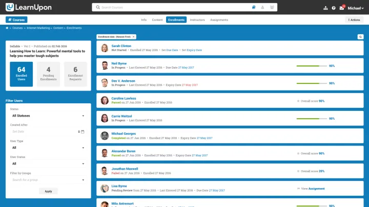 Captura LearnUpon LMS