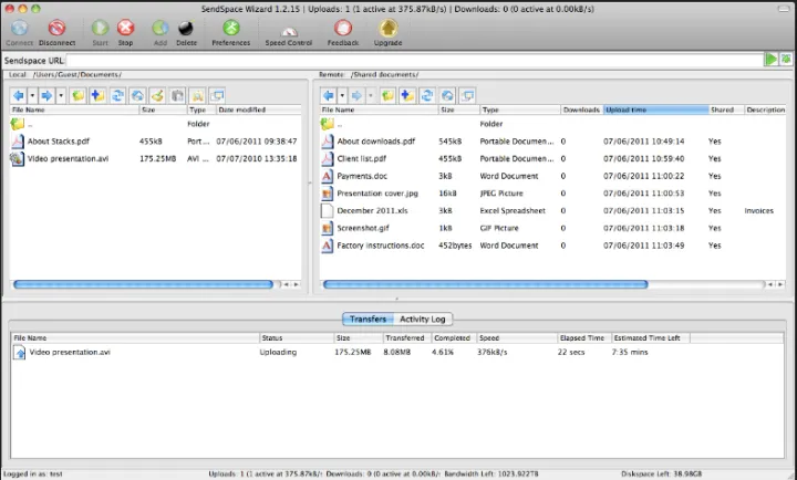 Captura Sendspace