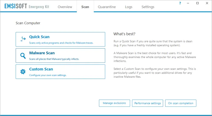 Captura Emsisoft Emergency